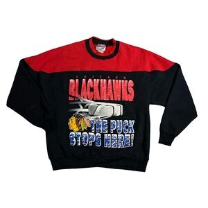 VINTAGE Chalk Line mens L Large Chicago Blackhawks hockey sweatshirt EUC